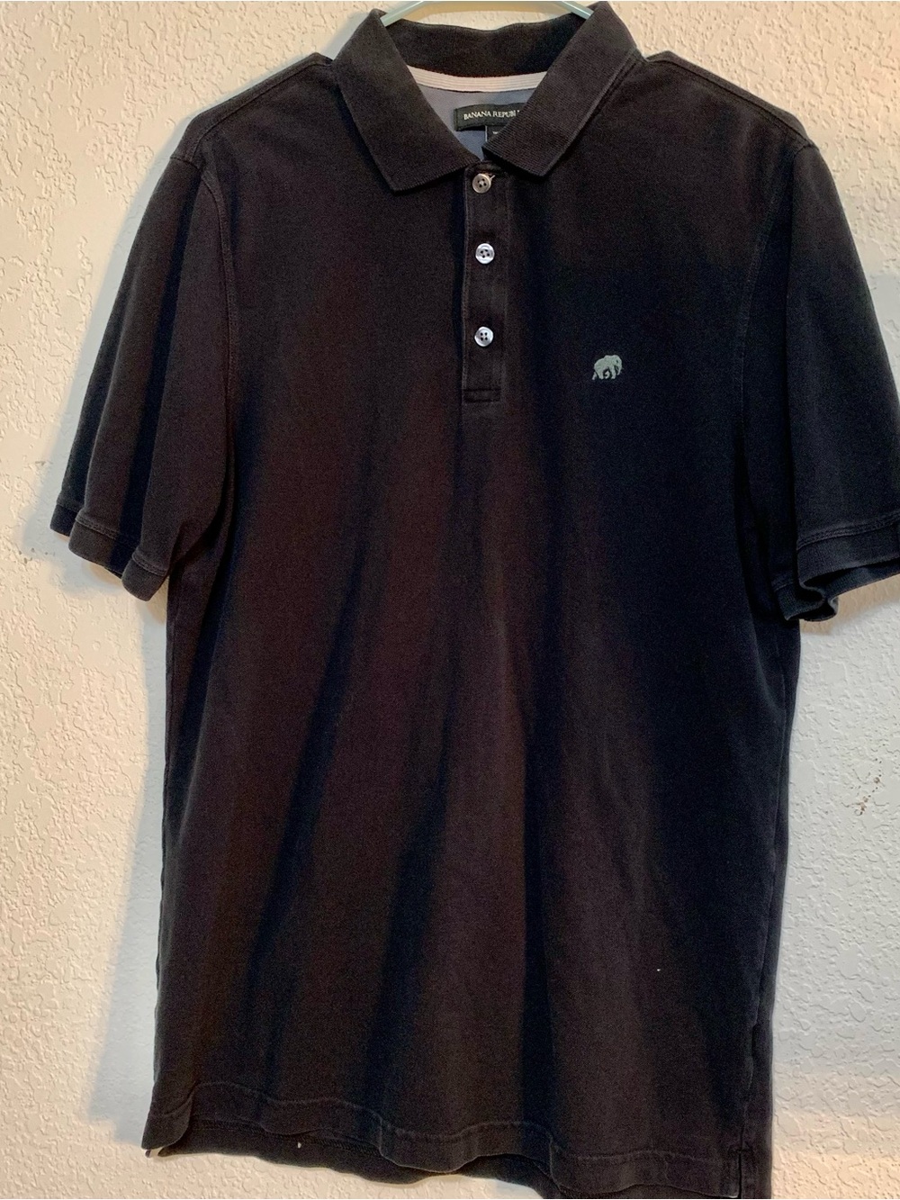 Banana Republic Black Polo with Subtle Elephant Logo Large Tall
